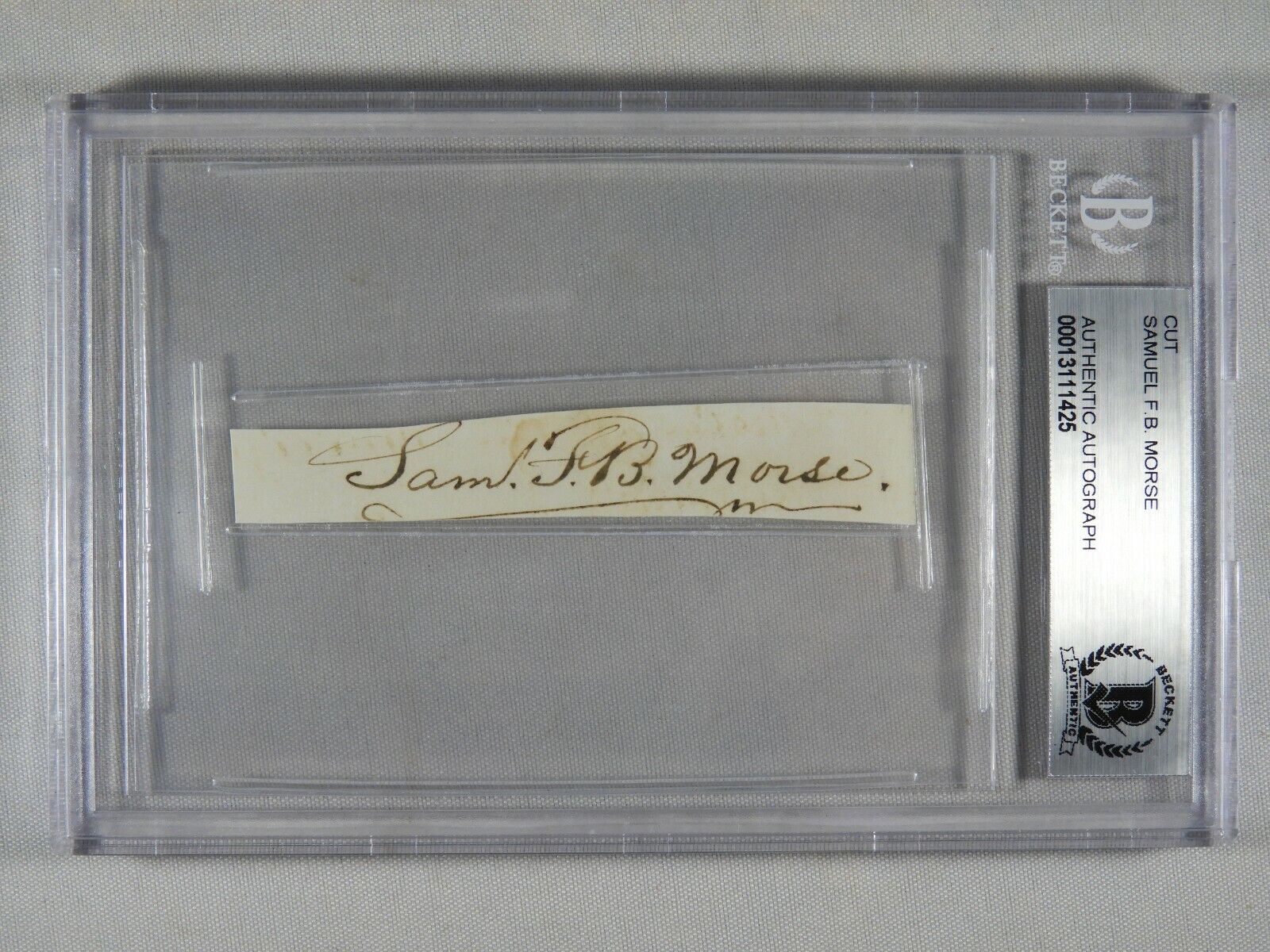 Samuel F.B. Morse - Ink Signature - Inventor of Telegram - Inside Beckett Holder