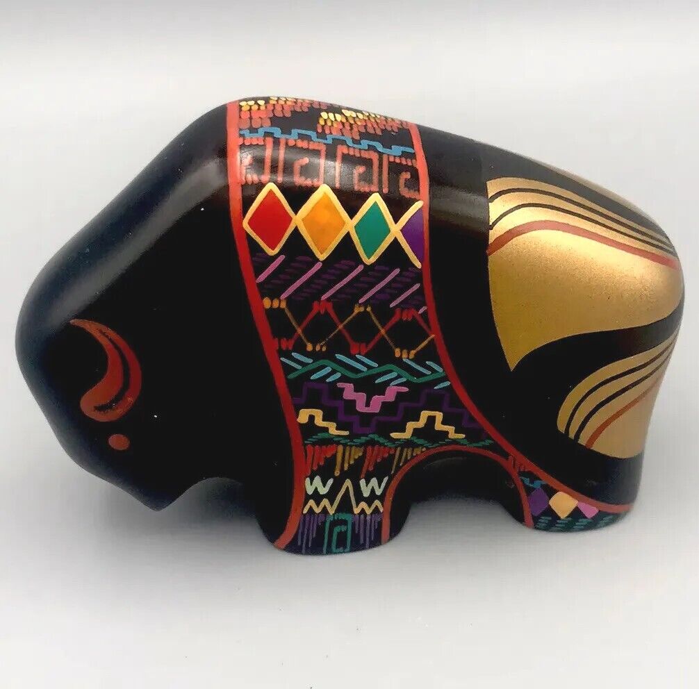 Vtg Buffalo Bison Fetish Austin Collection Cabrera Handpainted Ceramic 80s Read