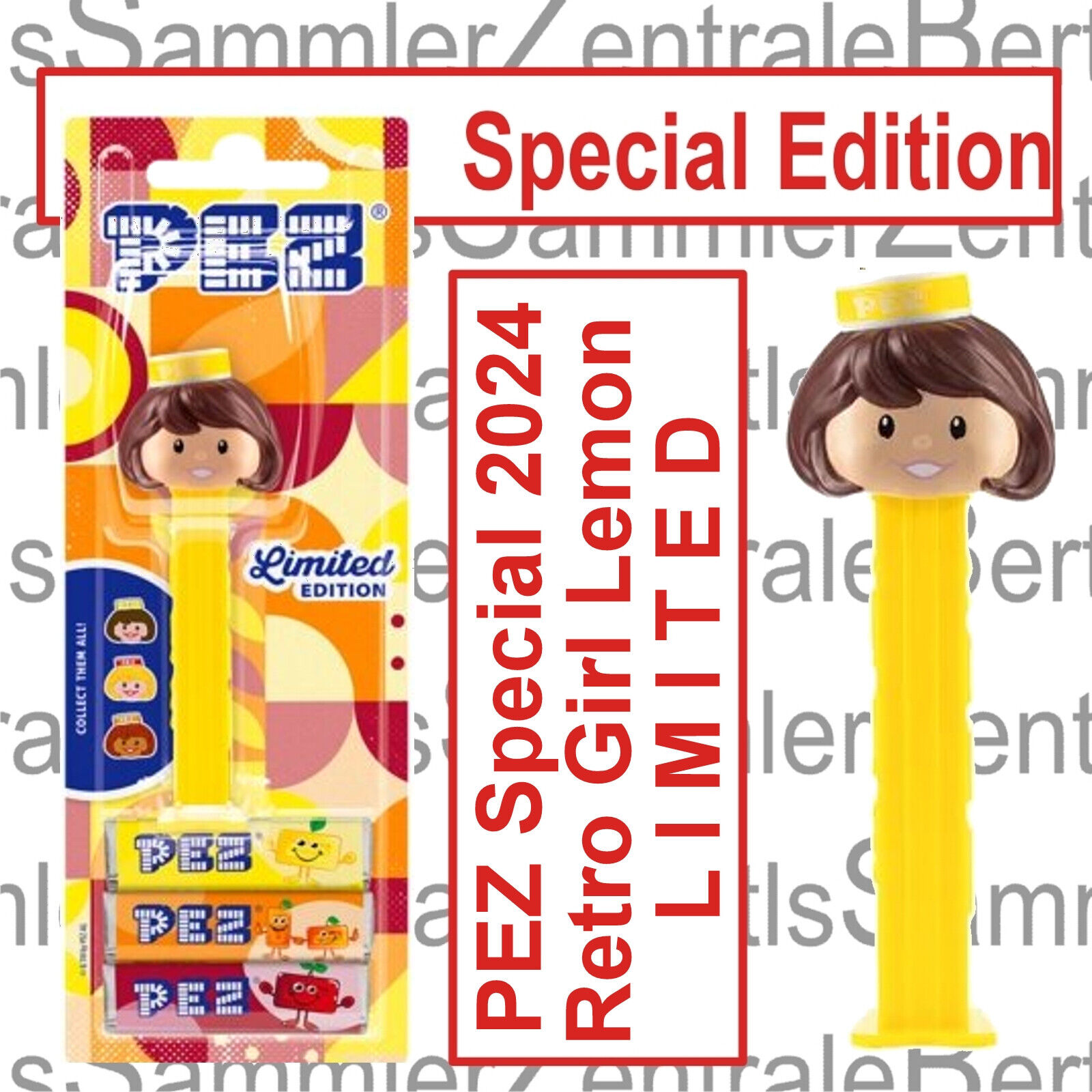PEZ - Retro GIRL Lemon - Limited Edition 2024 - Webshop Exclusive MOC EUROPE 