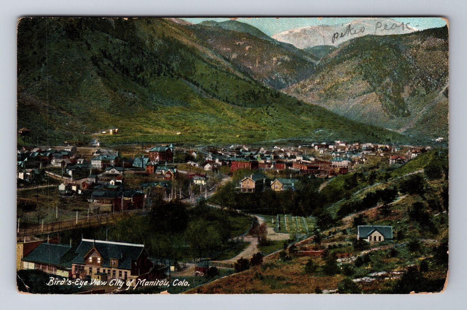 Manitou CO-Colorado, Aerial Of Town Area, Antique, Vintage c1909 Postcard