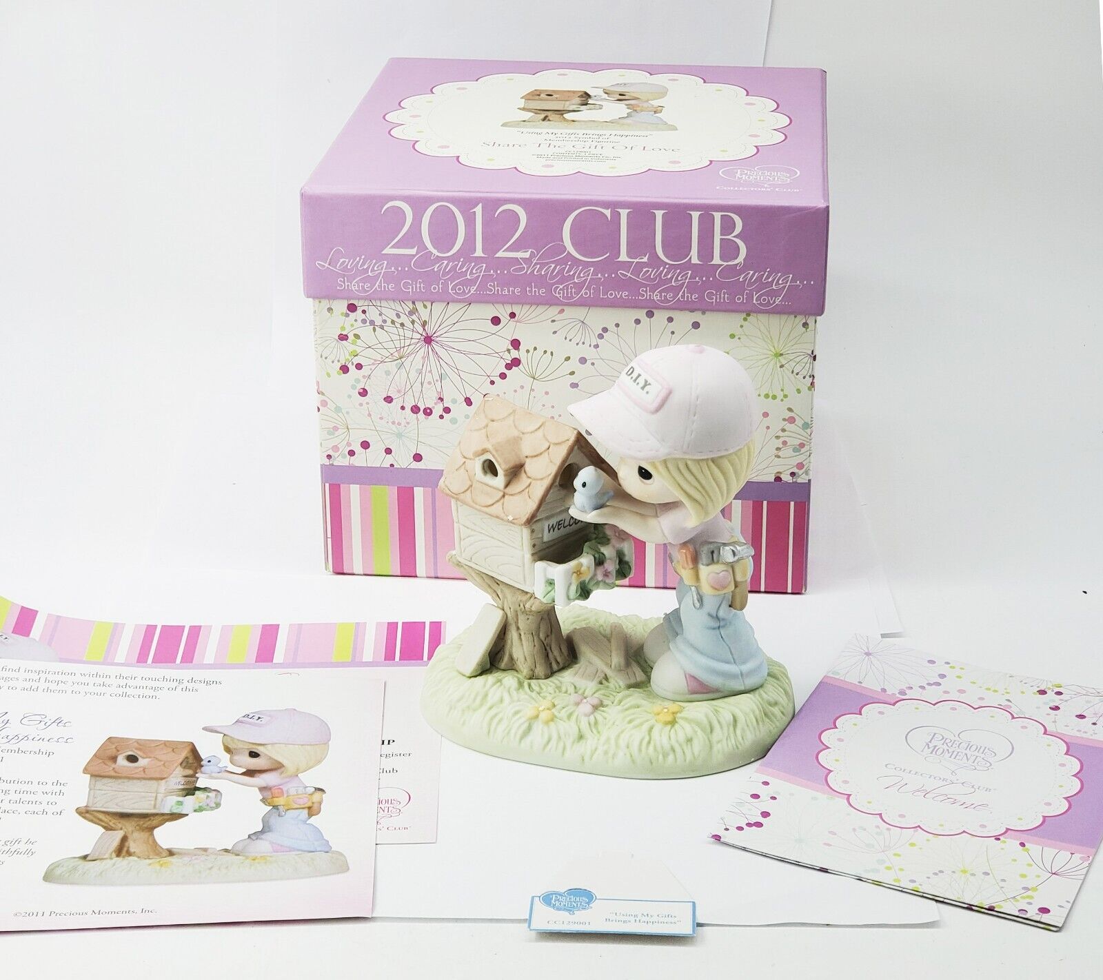 2012 Precious Moments Collectors Club Using My Gifts Brings Me Happiness w Box