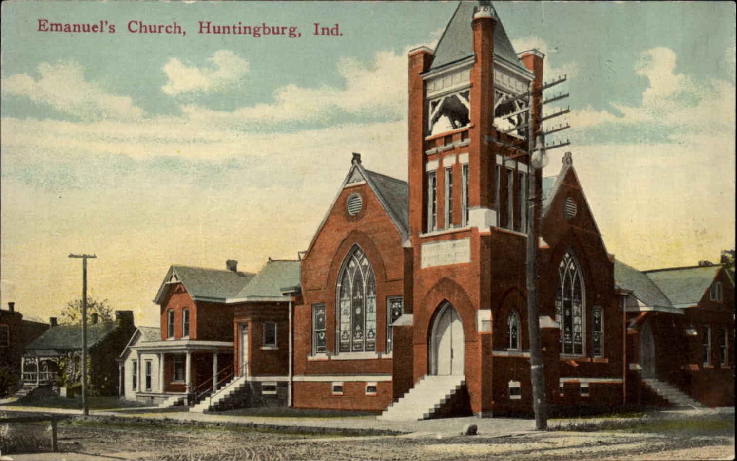 Emanuel\'s Church ~ Huntingburg Indiana ~ unused c1910 vintage postcard