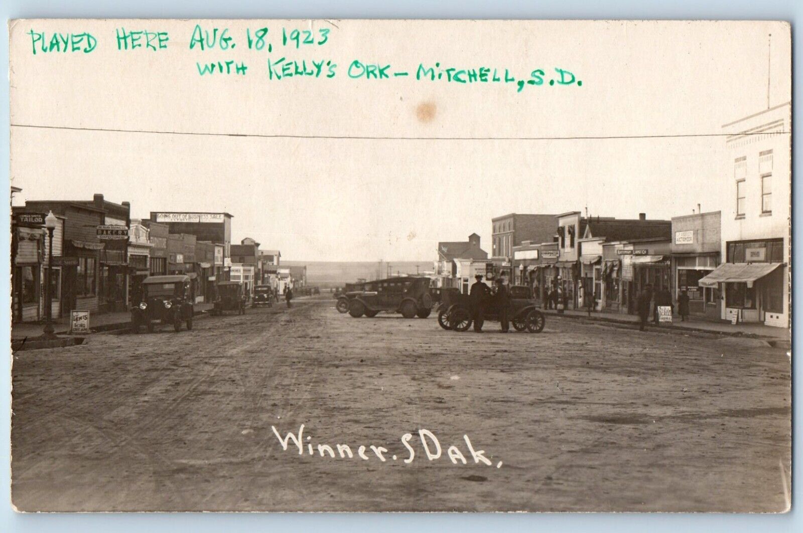 Winner Mitchell South Dakota SD Postcard RPPC Photo Main Street Dirt Road Cars