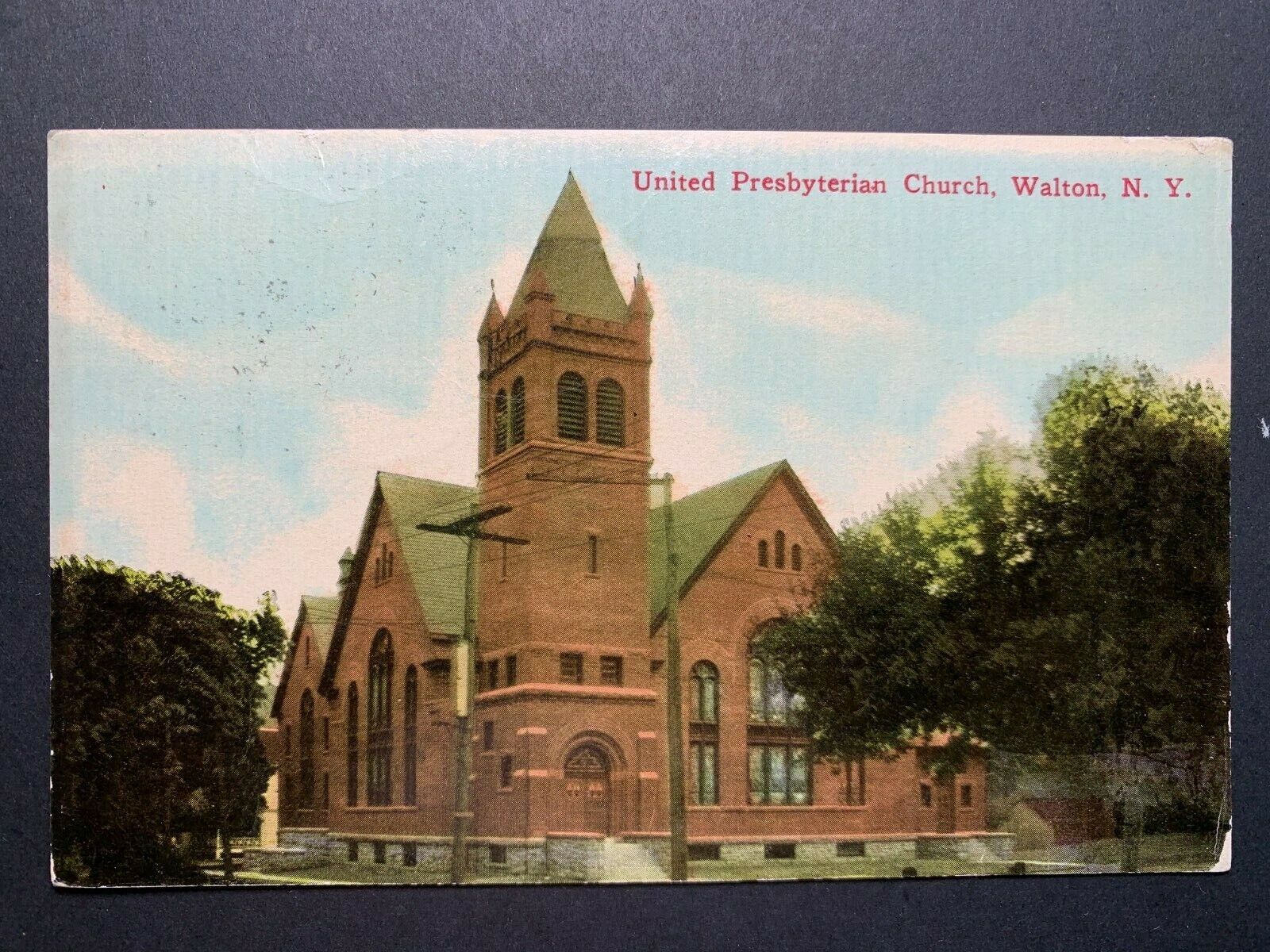 Postcard Walton NY - United Presbyterian Church