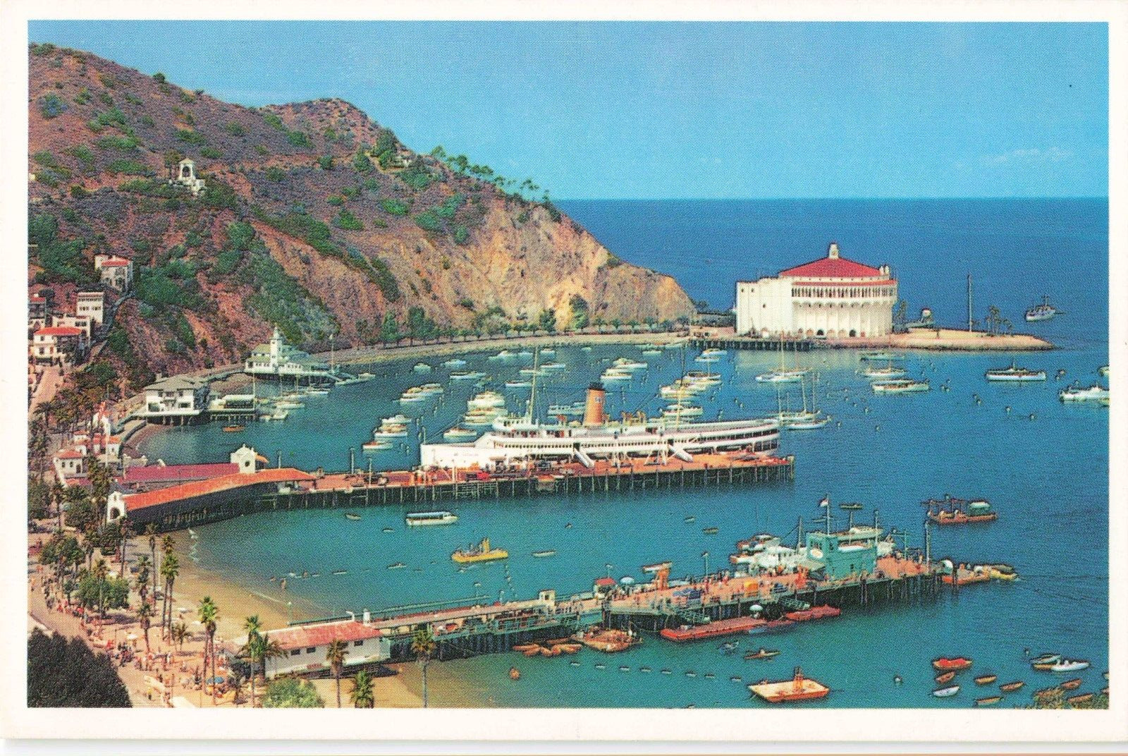 Postcard Aerial View Steamboat Avalon Bay Catalina Island California