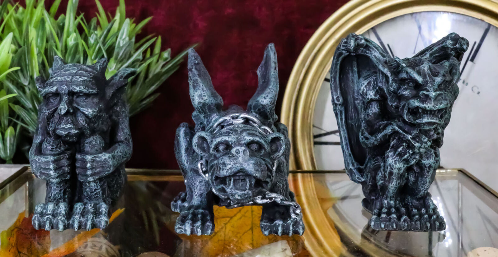 Chained Gothic Stoic Gargoyles Chimera Guardian Figurines Miniature Set 3\
