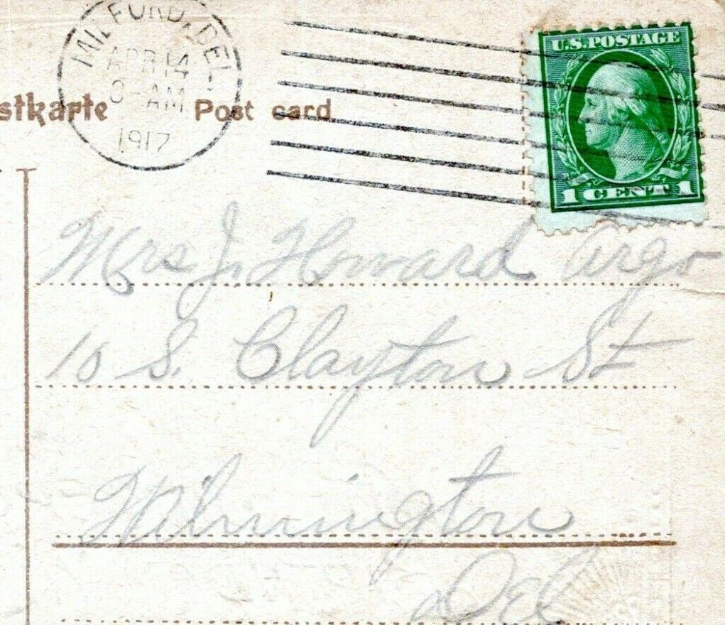 Milford Delaware Postmark Postcard Wilmington Lettie Johnson Argo Cover 1912 JR