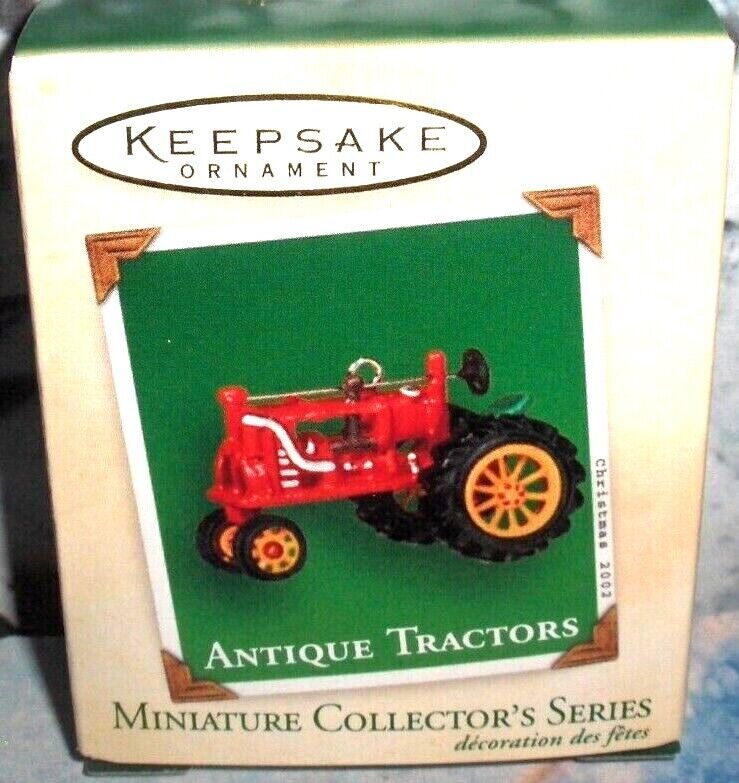 Antique Tractors`2002`Miniature-Around House Down To The Barn,Hallmark Ornament