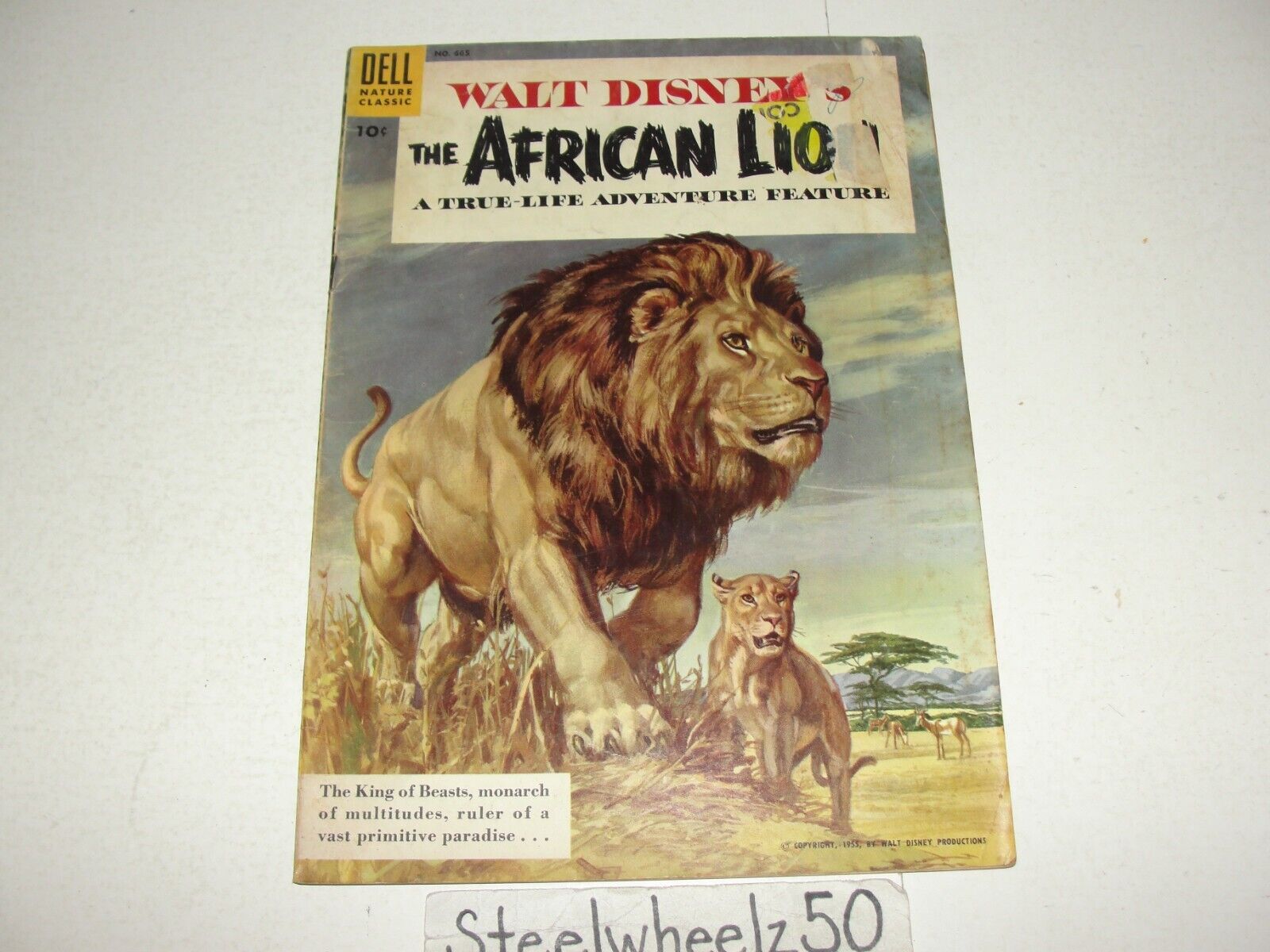 Dell Four Color Walt Disney\'s The African Lion #665 Comic 1955 Nature Adventure