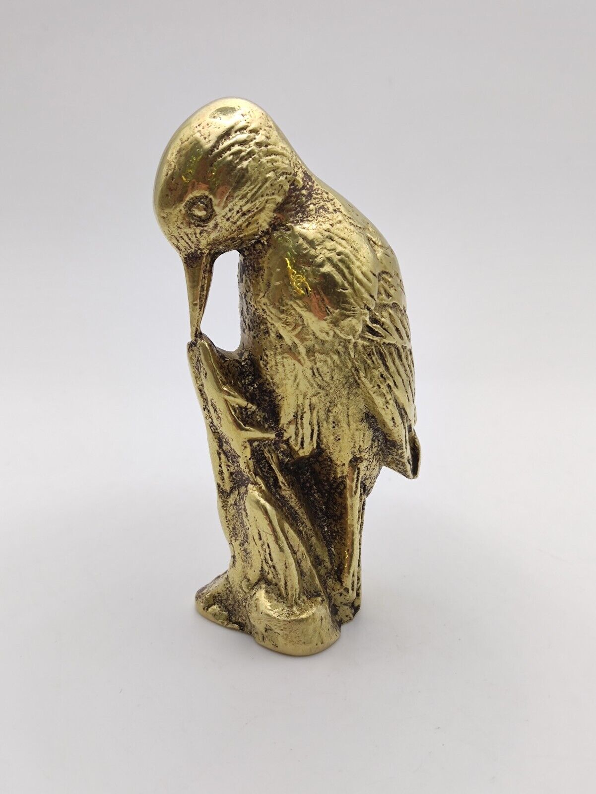 handmade bronze woodpecker figurine vintage 