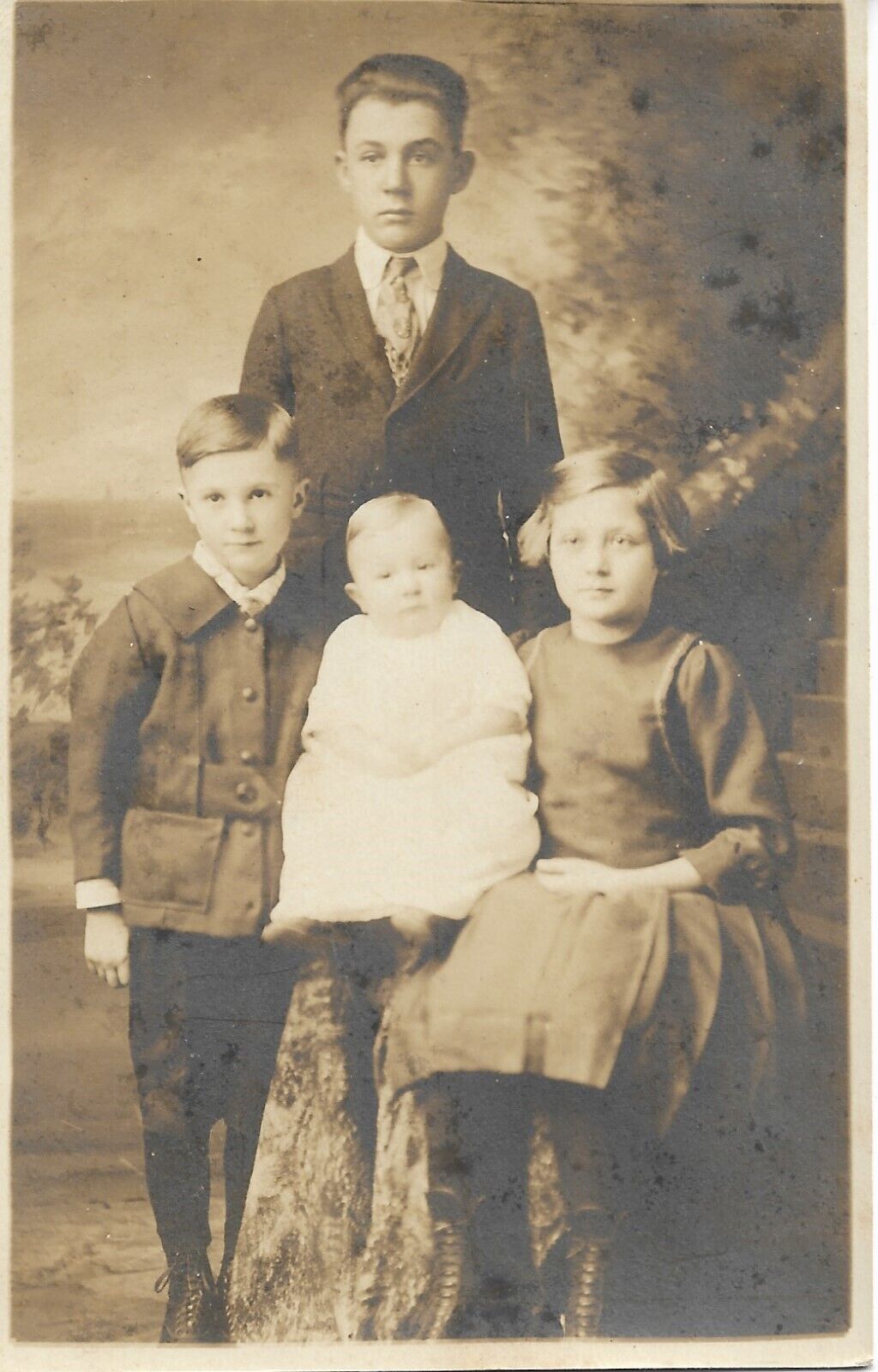 Children Real Photo Post Card RPPC 1920s Infant Vintage Fashion Suit Dress  AZO