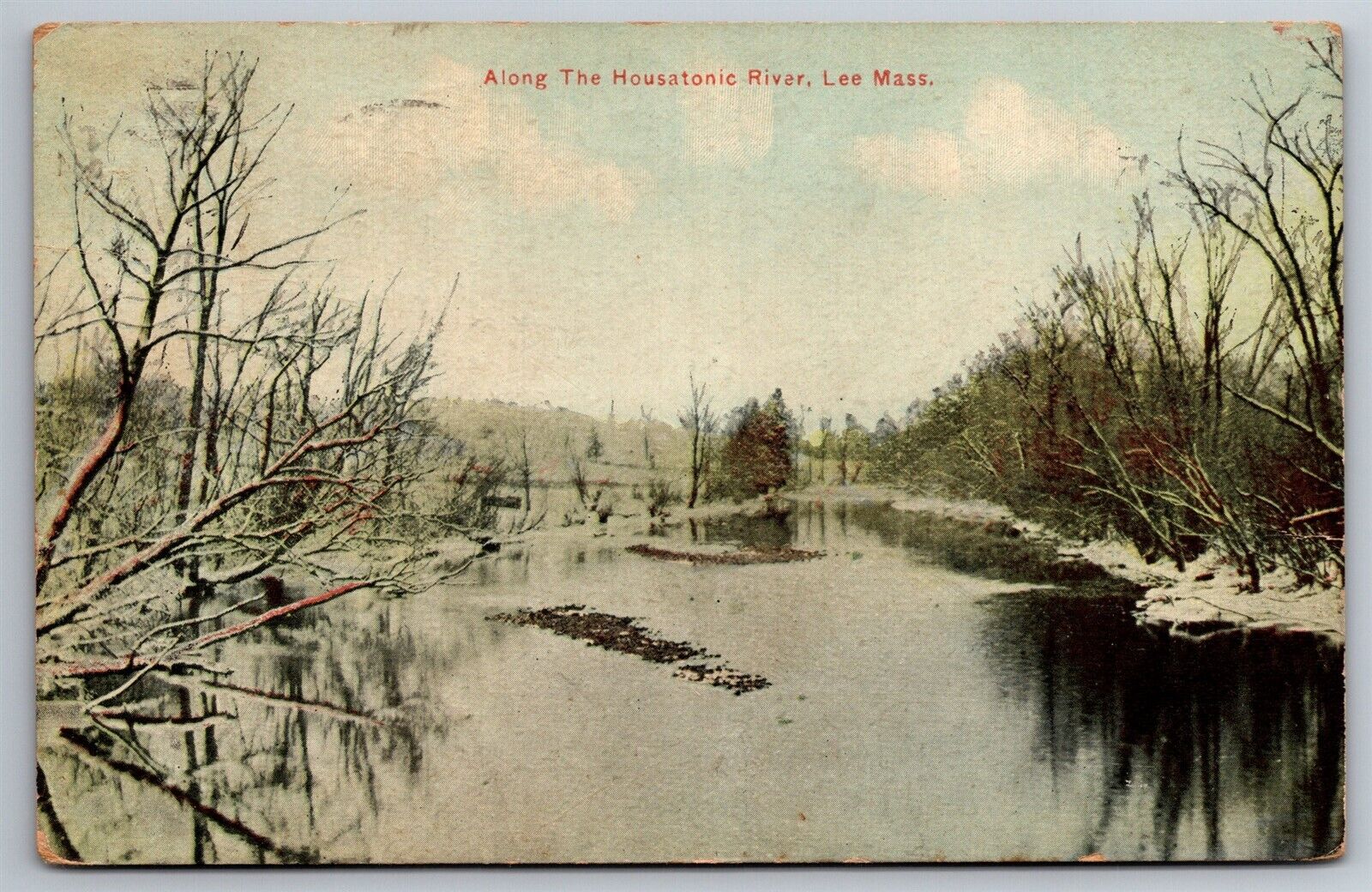 Along The Housatonic River In Winter Lee Mass Postcard K4