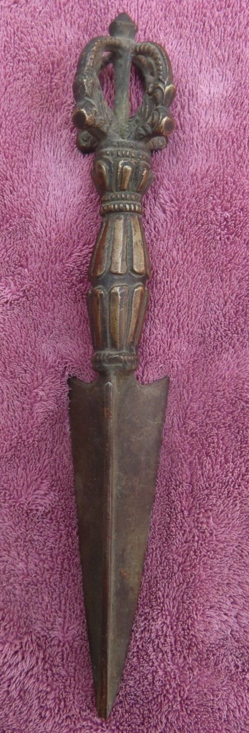 Antique Handmade TantrikTibetan Bronze Dorjee Phurba, The Ritual Dagger, Nepal