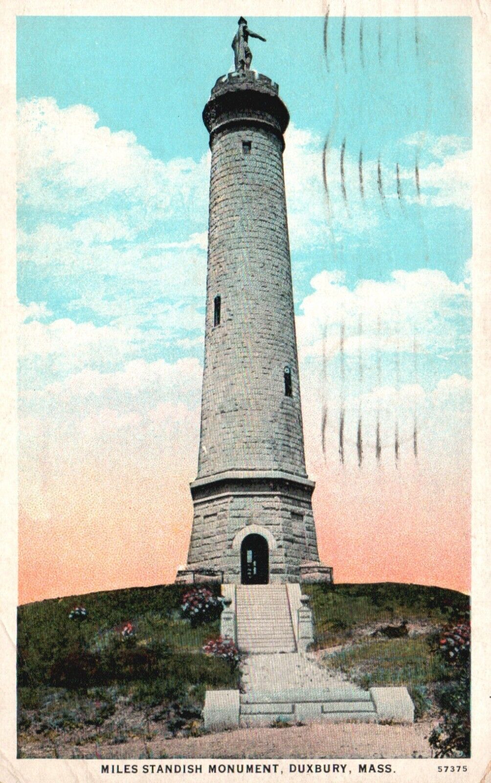 Postcard MA Duxbury Massachusetts Miles Standish Monument 1932 Vintage PC e5936