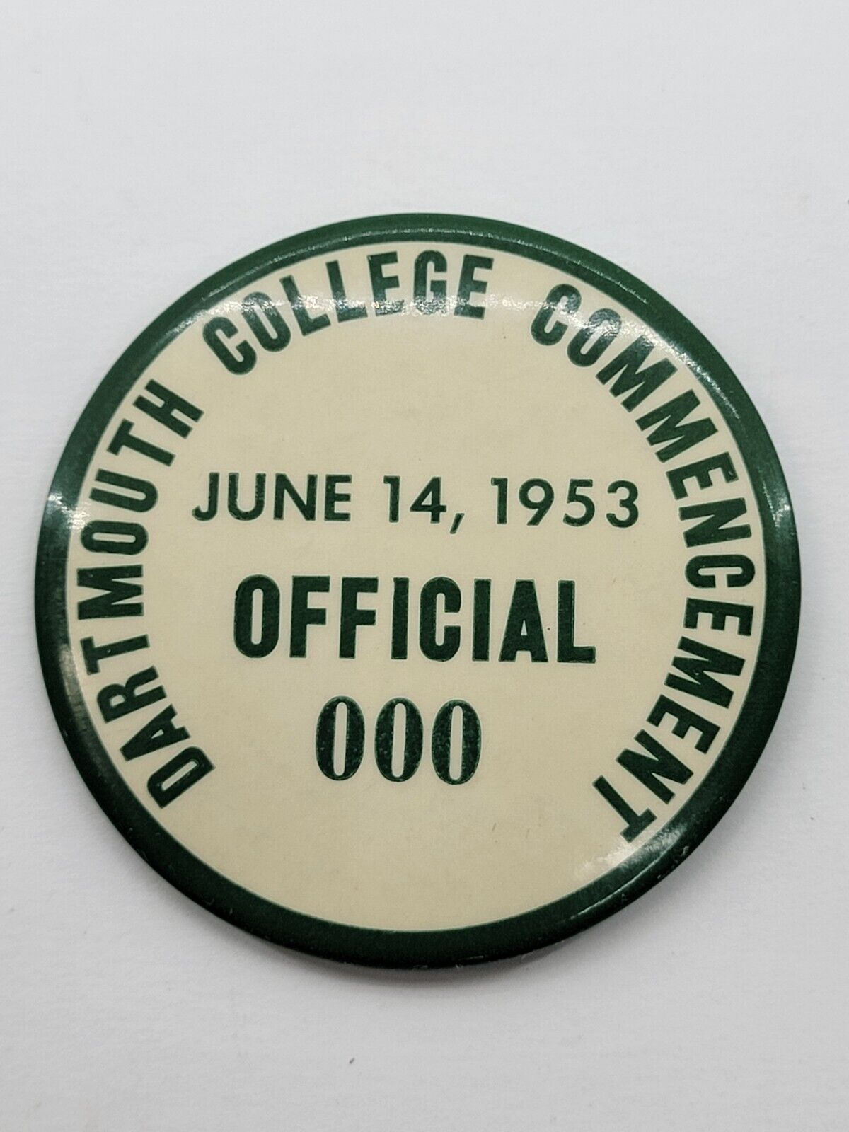 RARE 1953 Dartmouth College Commencement Graduation Official 000 Pin W&H Co