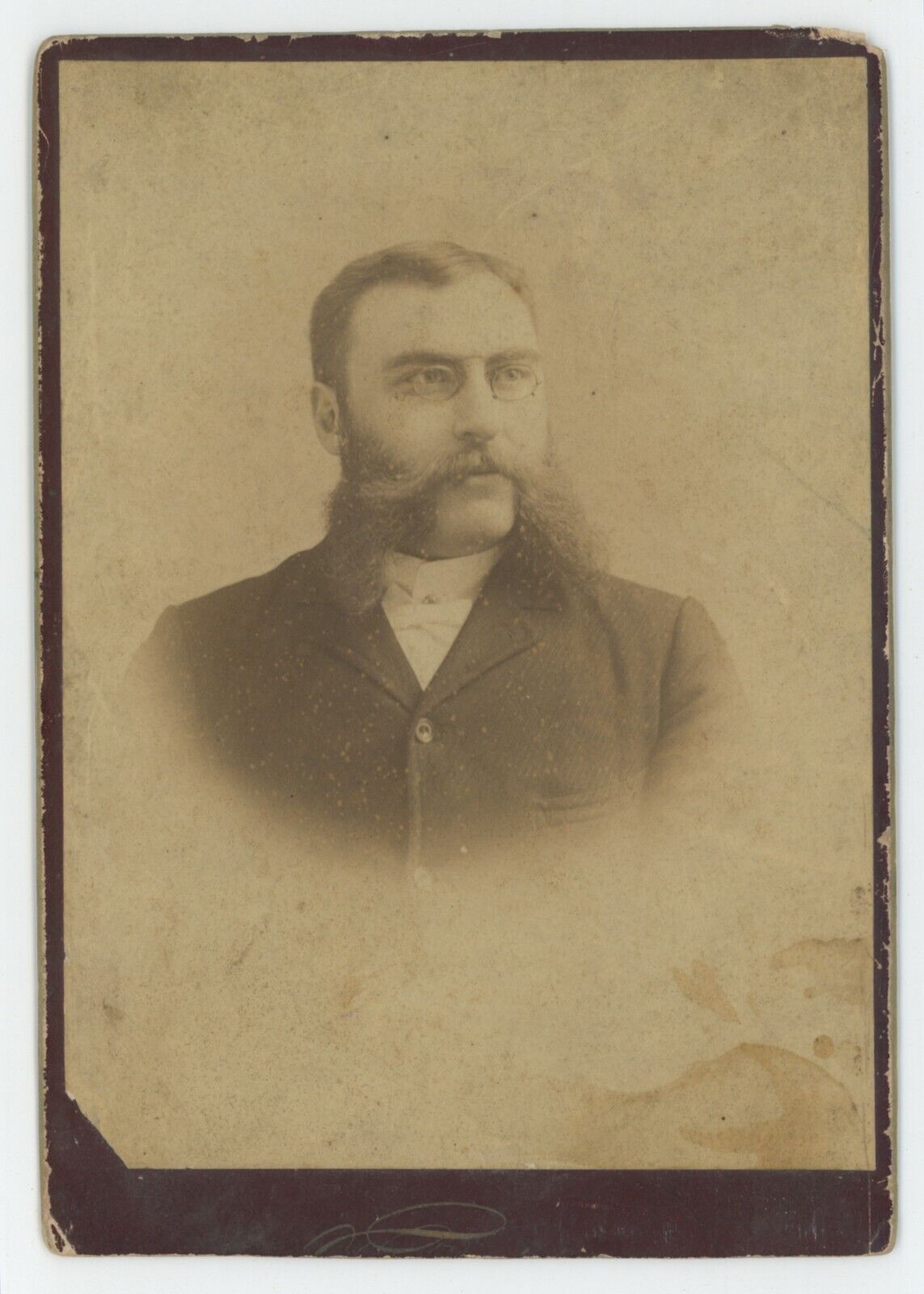 Antique Circa 1880s ID\'d Cabinet Card Handsome Doctor Glasses Mutton Chop Beard