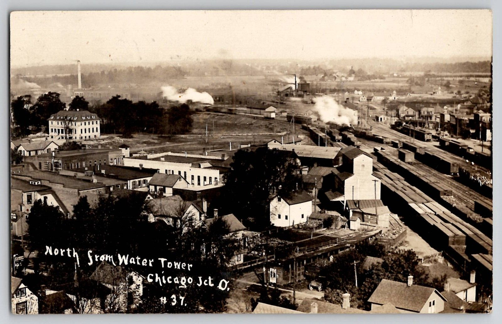 1915 Chicago Junction, Willard Ohio OH Train Yard Town View RPPC Postcard DPO