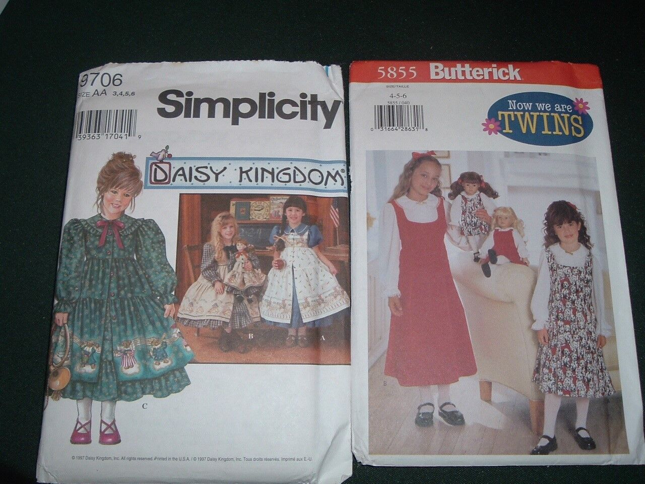 2 Vtg Lot Daisy Kingdom Girls & Doll Clothes Pattern B5855 S9706 Sz3-6 UC #sp15