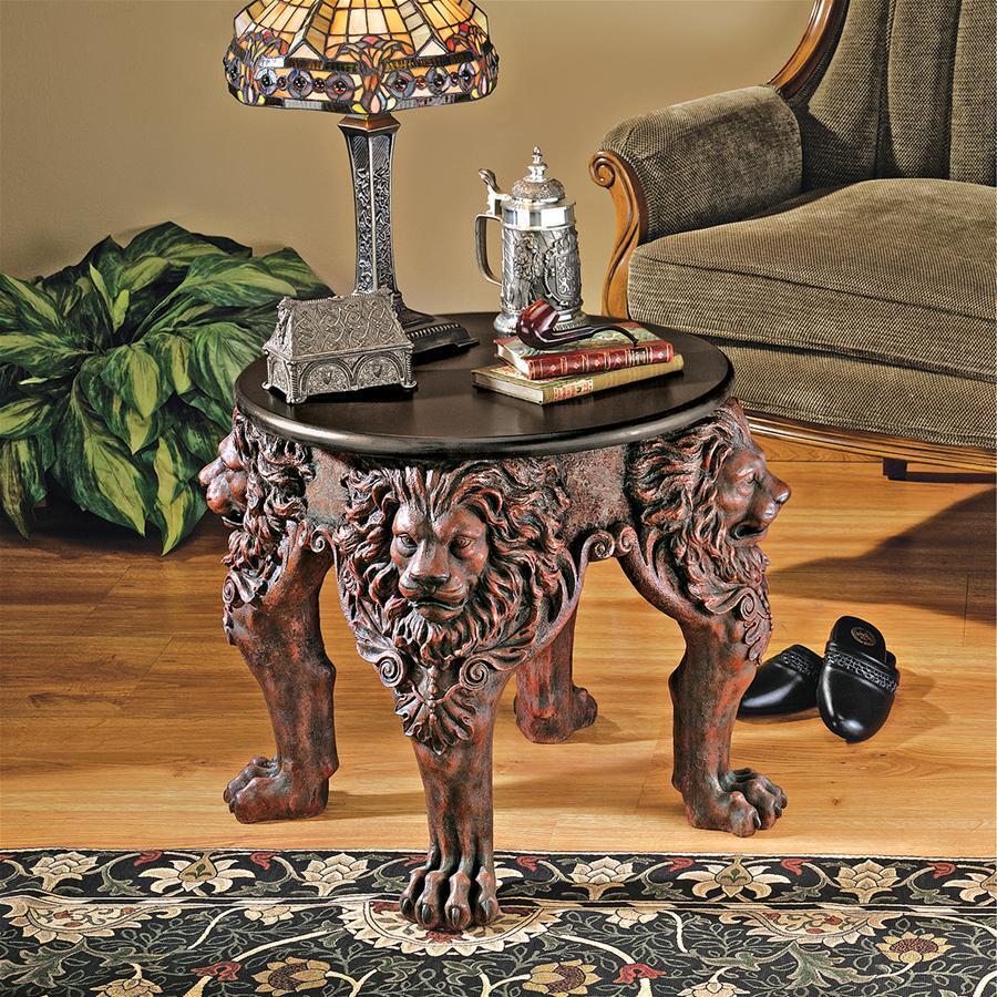 Medieval Antique Replica European Gothic Lordly Lion Side Occasional Table