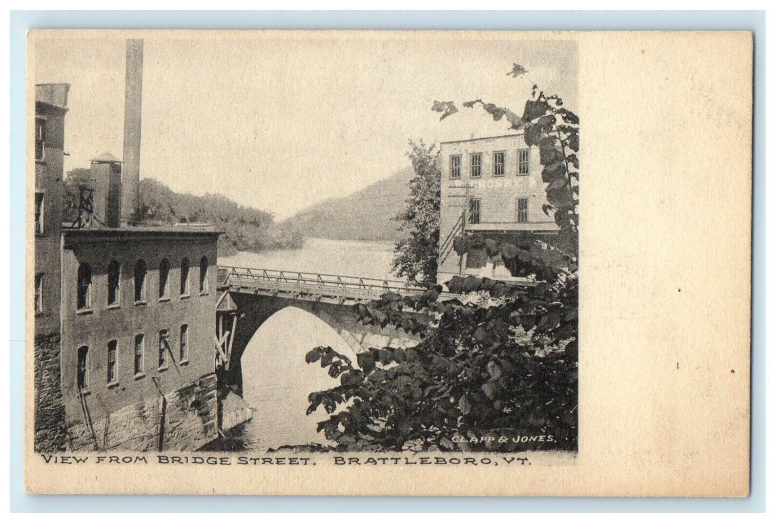 c1905 A View from Bridge Street, Brattleboro, Vermont VT Antique Postcard 