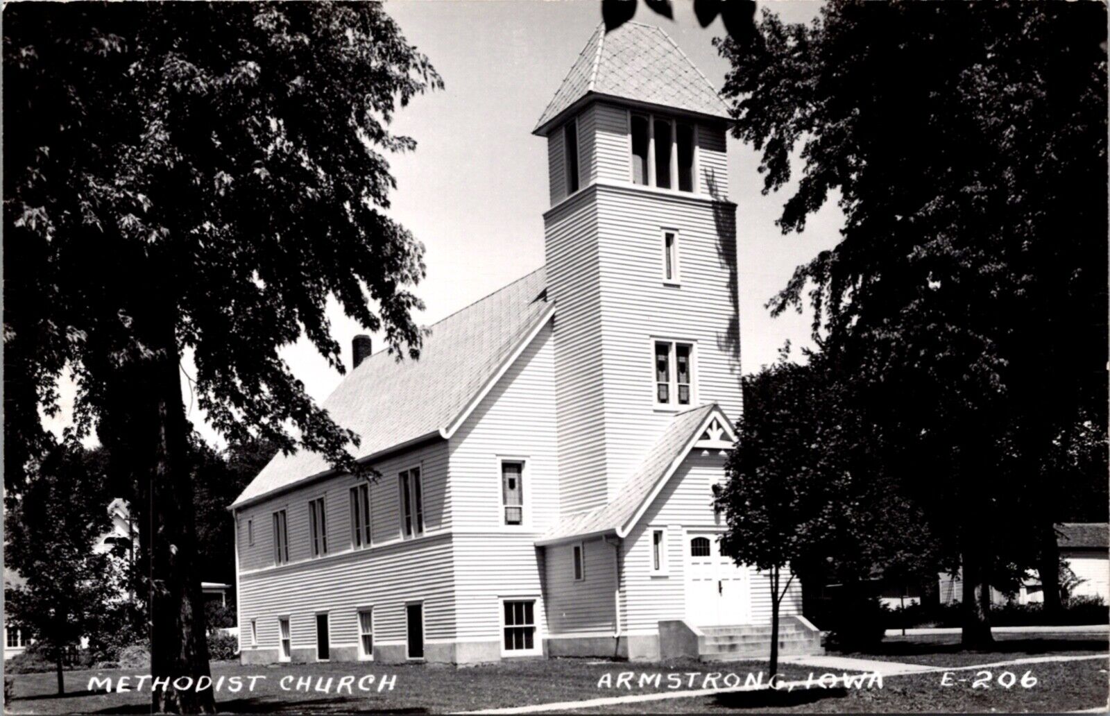 Real Photo Postcard Methodist Church in Armstrong, Iowa