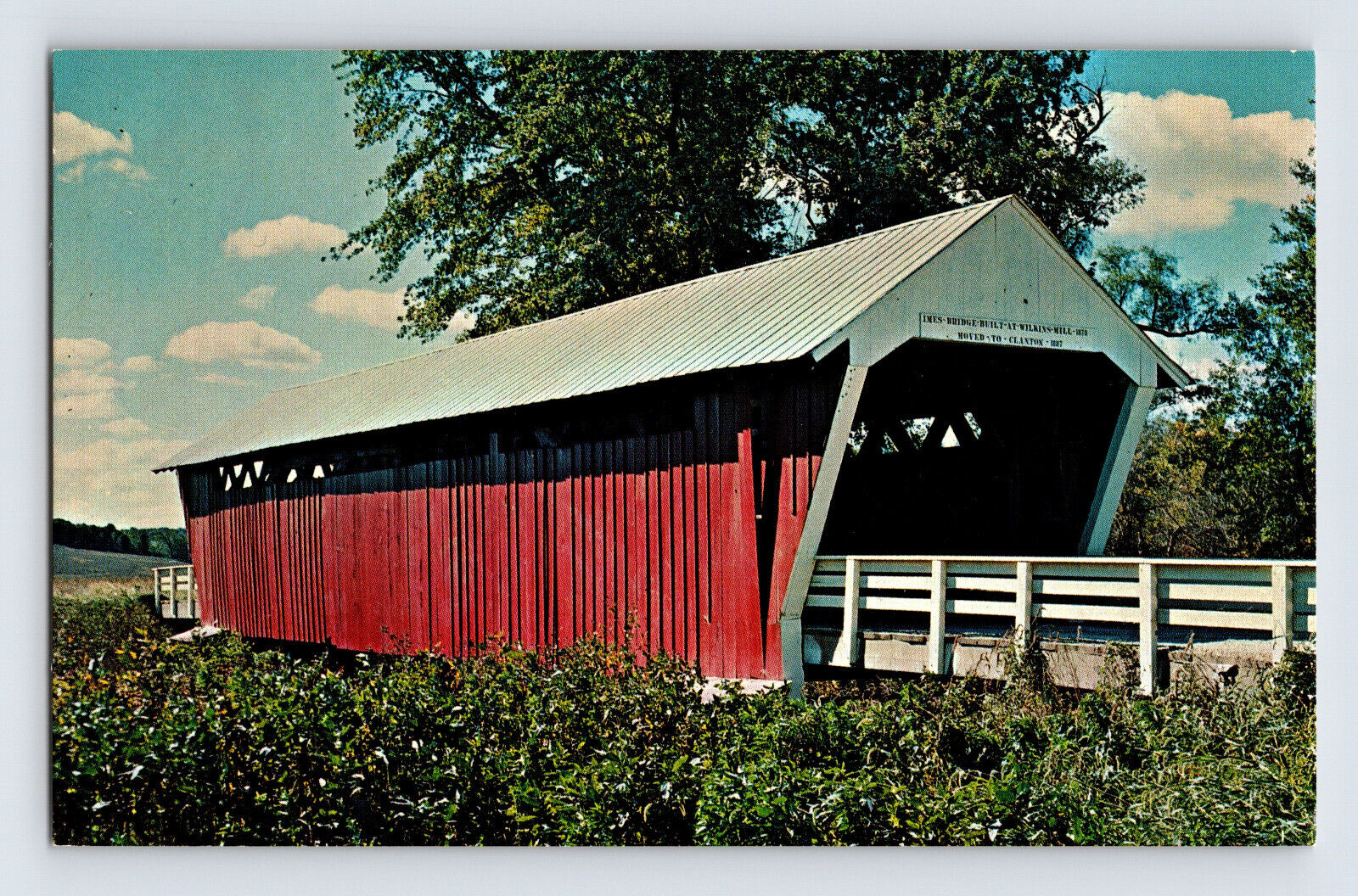 Postcard Iowa Winterset IA Imes Covered Bridge Clanton Creek 1960s Unposted
