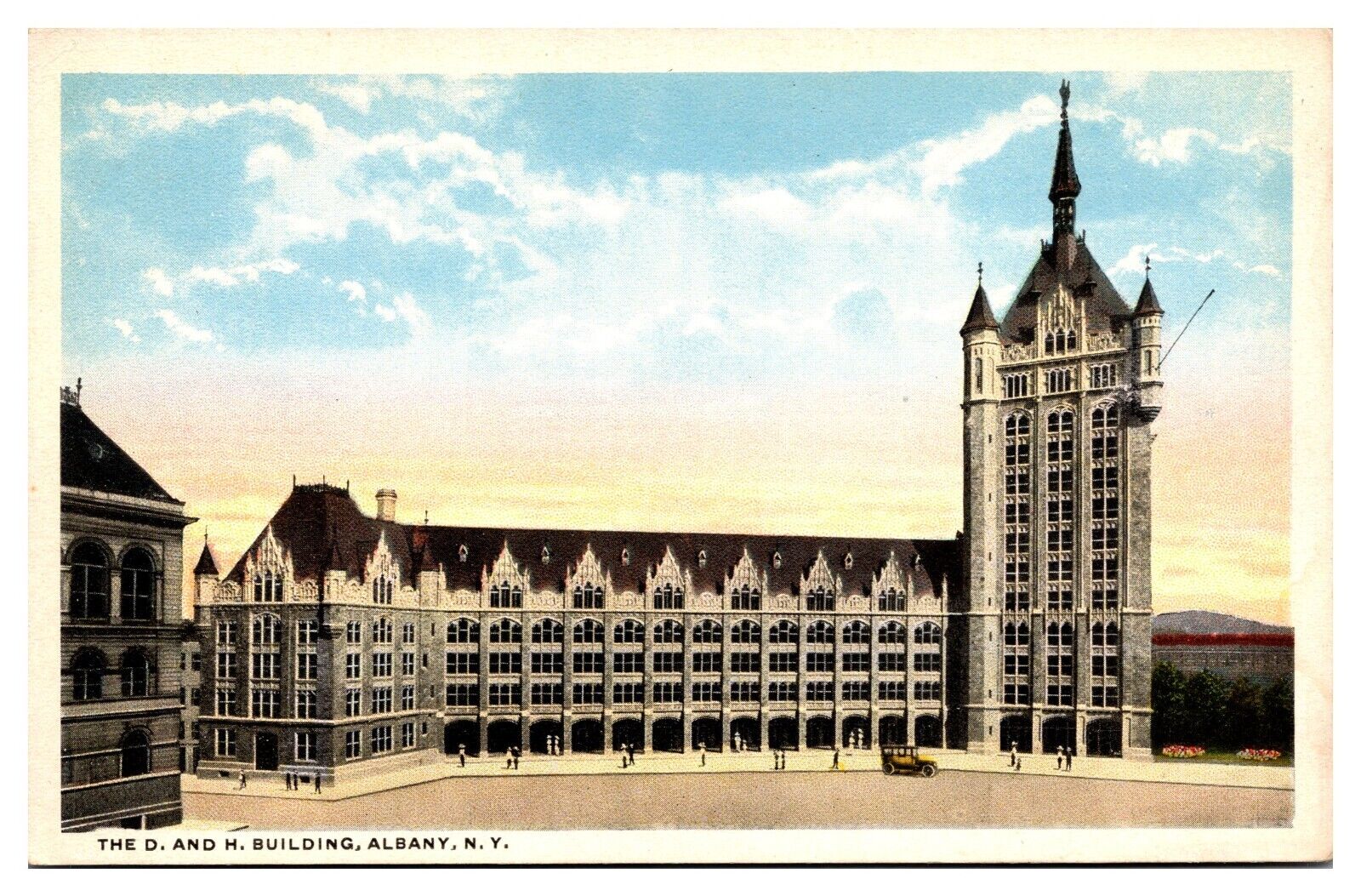 Antique the D. and H. Building, Railroad, Albany, NY Postcard