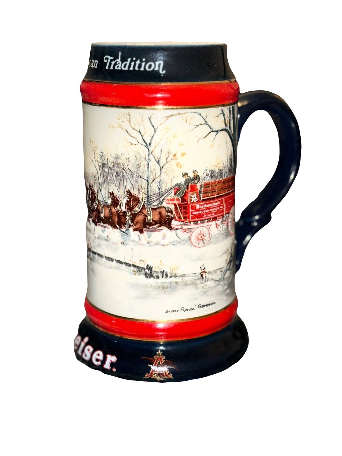 Budweiser Holiday 1990 Collector’s Series Beer Stein \