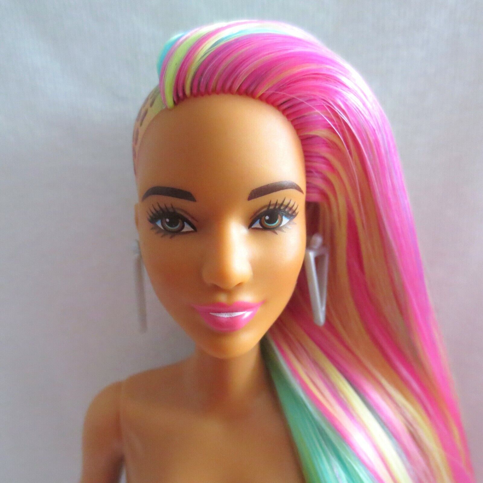 NEW 2021 Barbie Rainbow Leopard Long Hair Latina Doll ~ Color Change ~ NUDE