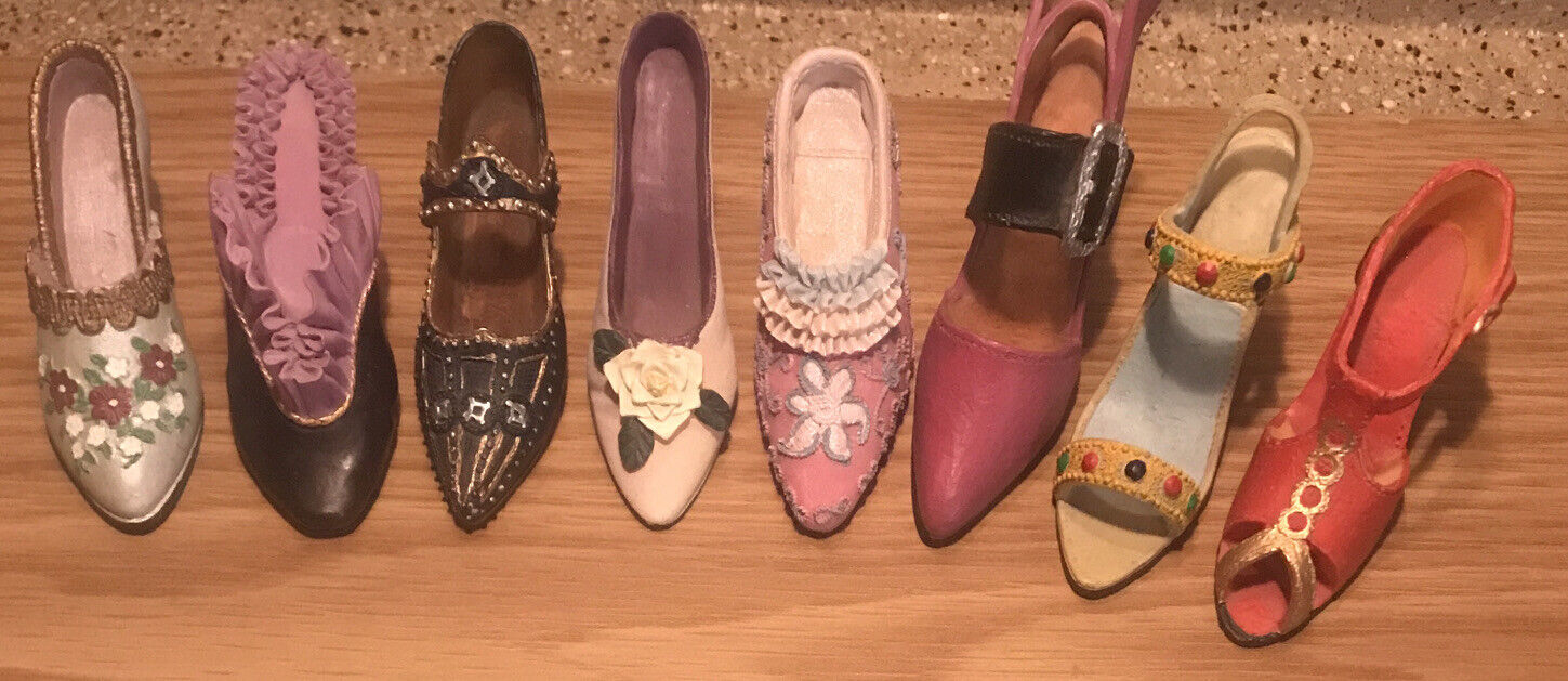 Lot Of 19 Beautiful Miniature Resin Decorative Shoes • Various Styles & Colors