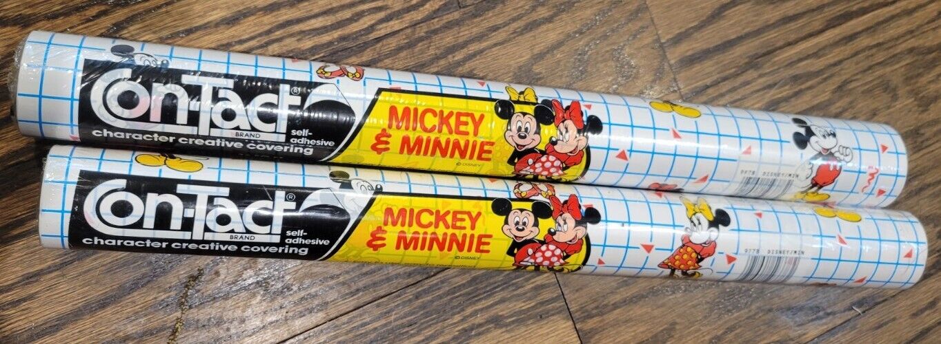 Vintage 1989 Disney Mickey Minnie Mouse Rubbermaid Contact Paper Rolls 8yd Lot