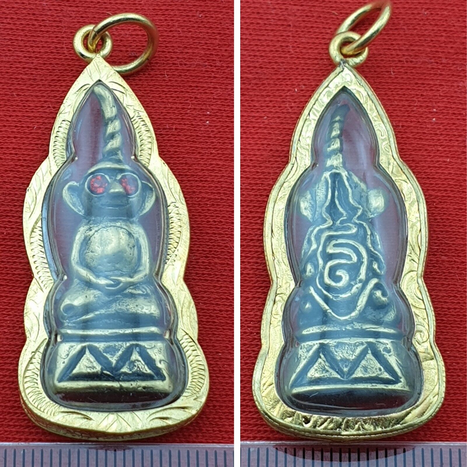 Thai Pendant God Angkor Khmer Ta Daeng Ngang Buddha PaladKik Red Eye Love Amulet