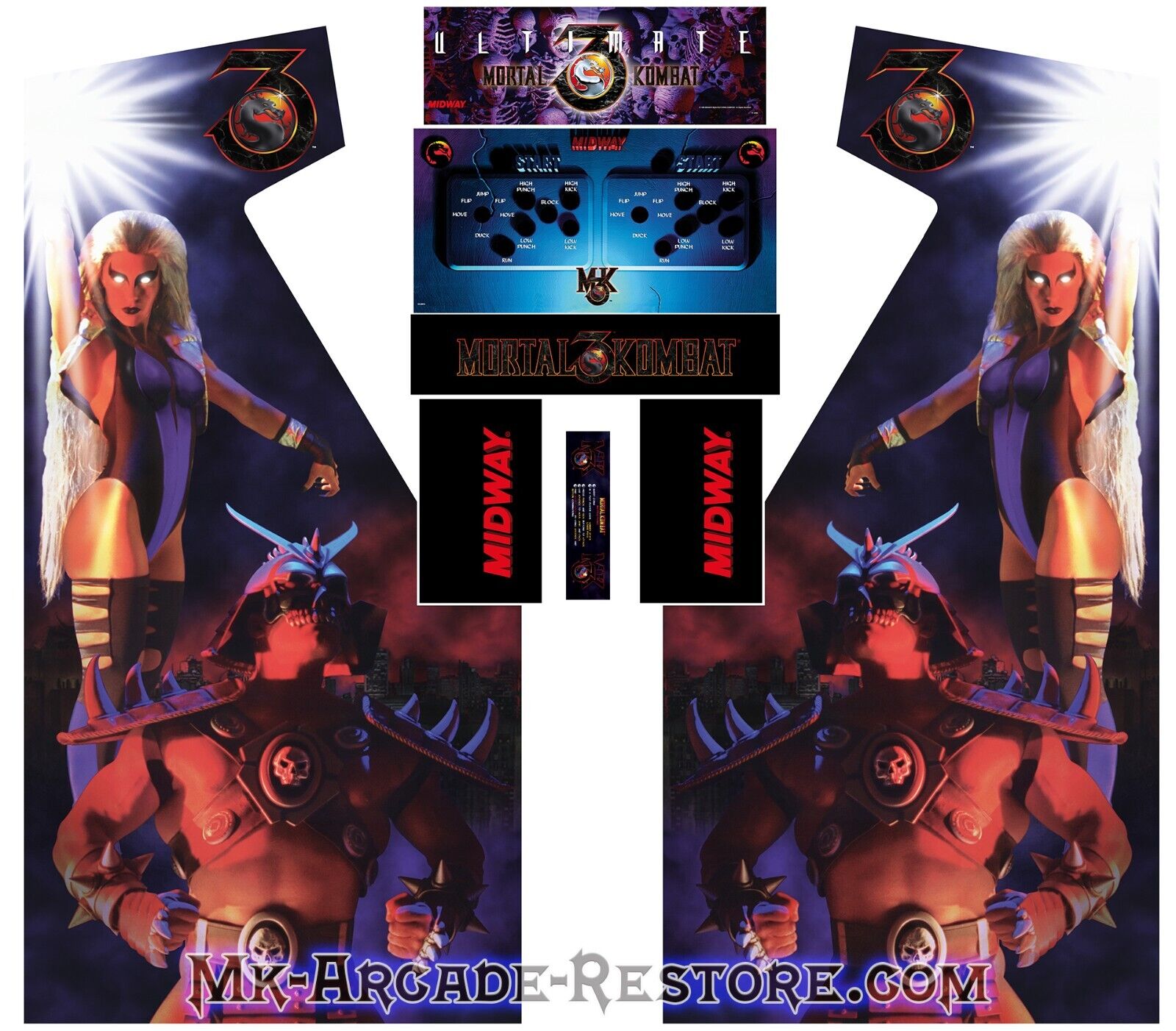 Mortal Kombat 3 UMK3 Side Art Arcade Cabinet Kit Artwork Graphics Decals Print