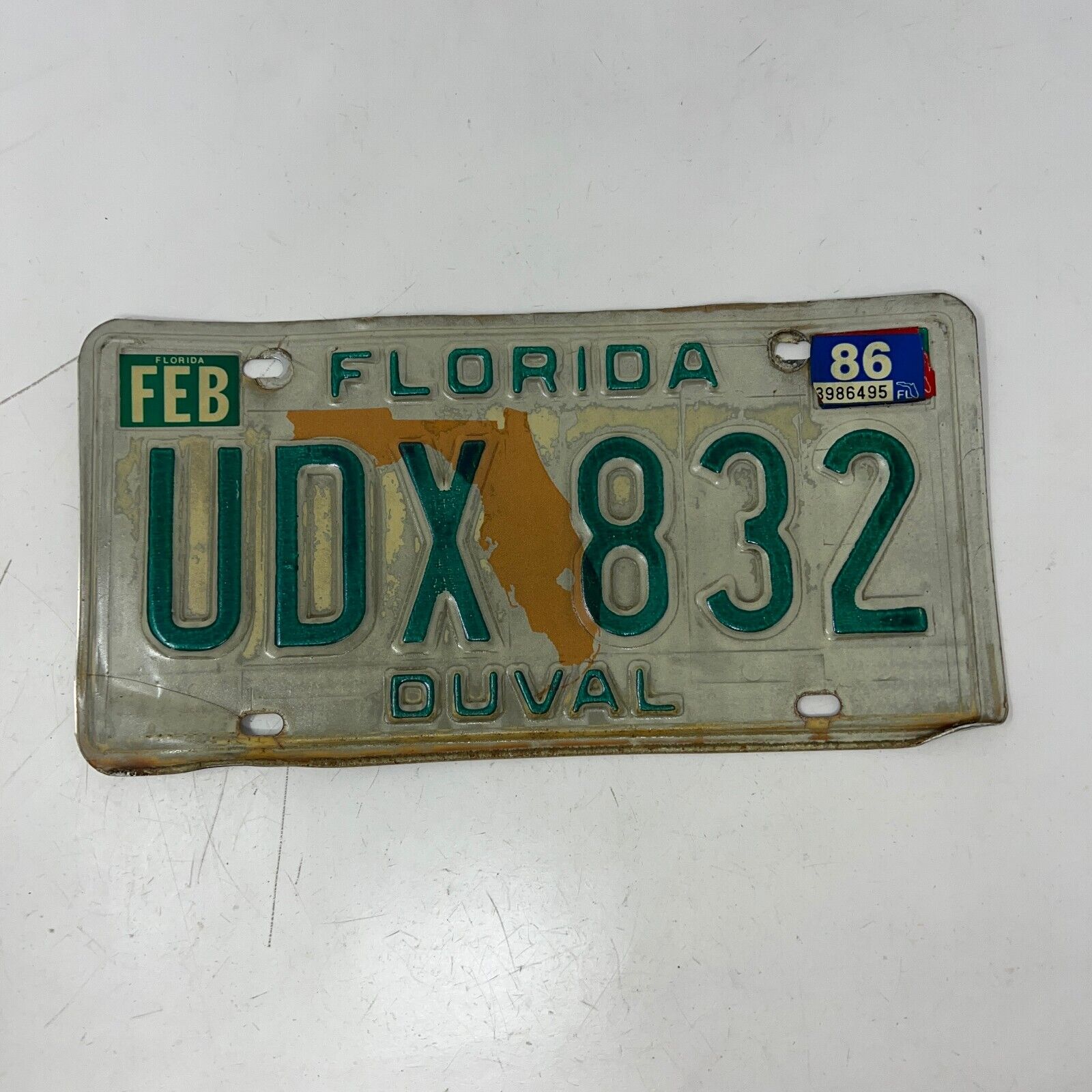 Vintage 1986 Florida License Plate Duval County UDX 832