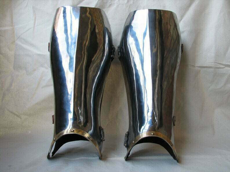 Medieval Legs Protection pair of Greaves Larp SCA Steel knight Legs Guard Armour