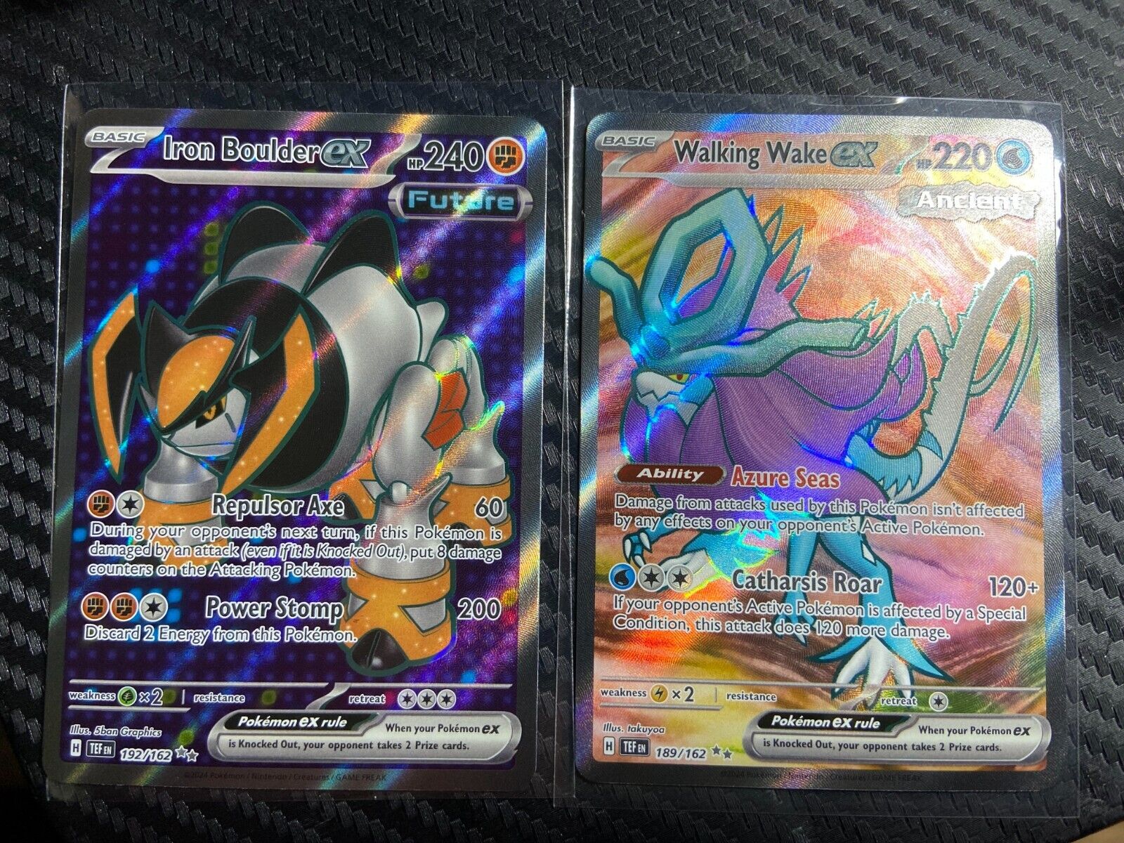 Pokemon Temporal Forces Full Art Lot Iron Boulder EX 192 and Walking Wake EX 189