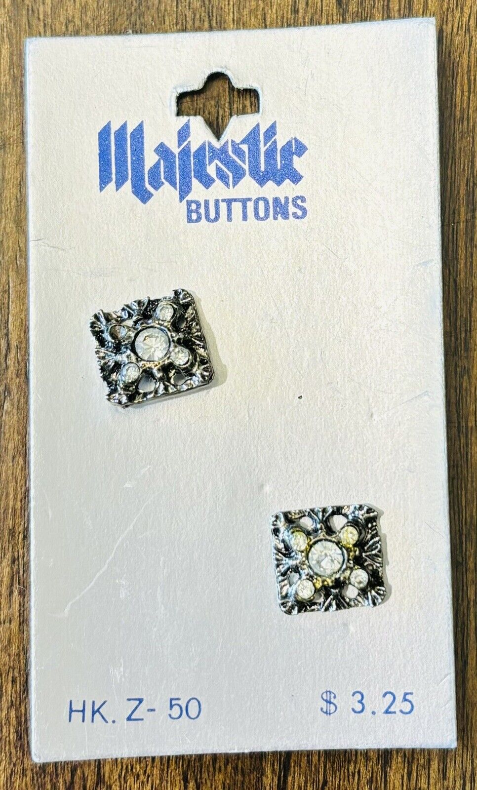 Vintage Majestic Buttons - Antique Silver/Faux Crystals - Made in Japan