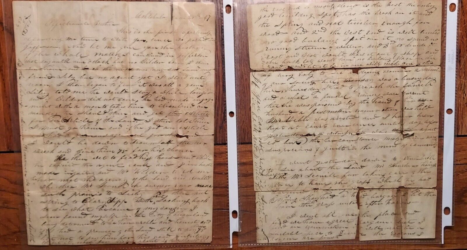 1847 Letter Connecticut Western Reserve Ashtabula County Ohio Jonathan Leslie