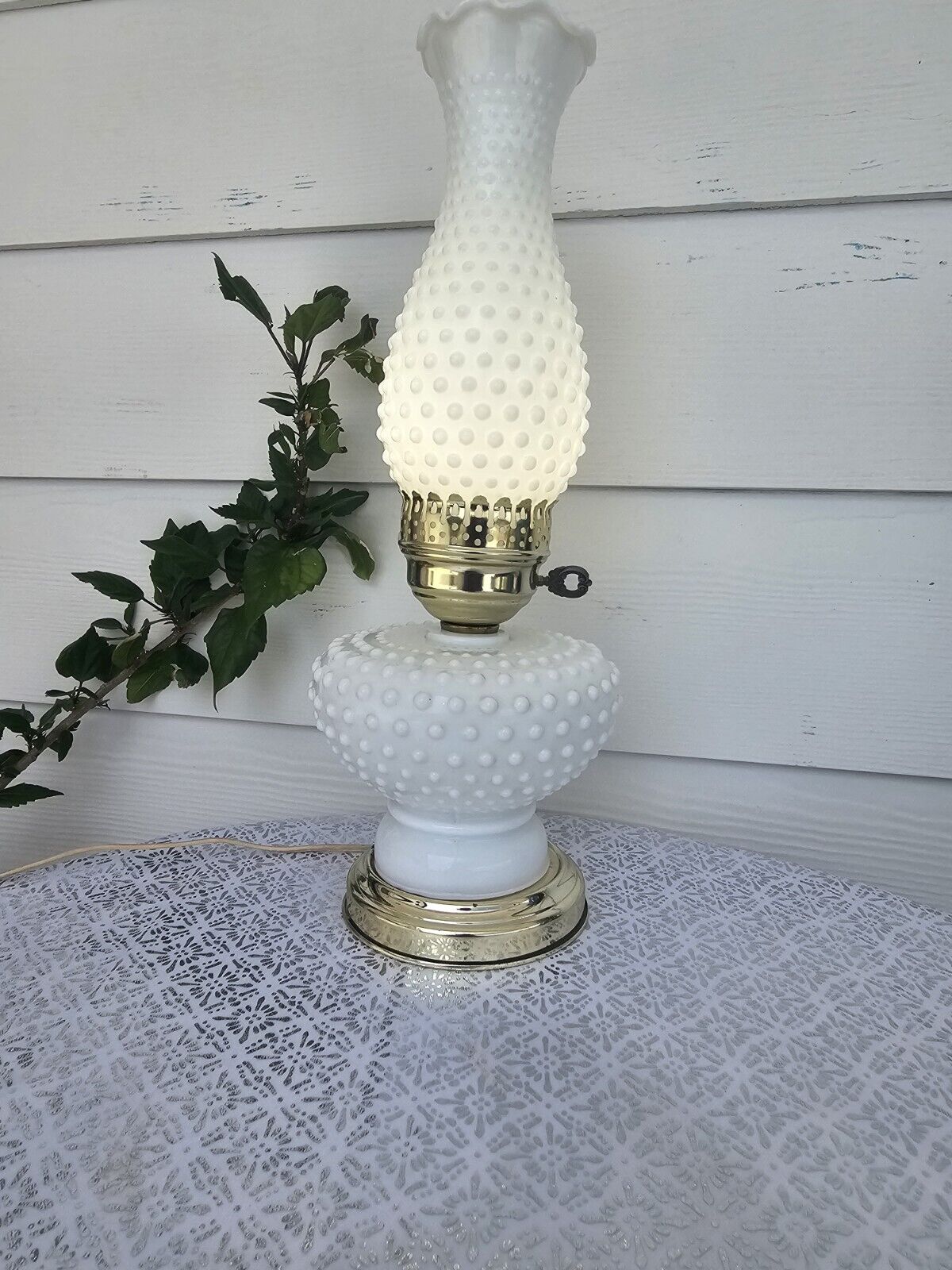 Vintage Milk Glass Lamp Electric 16”