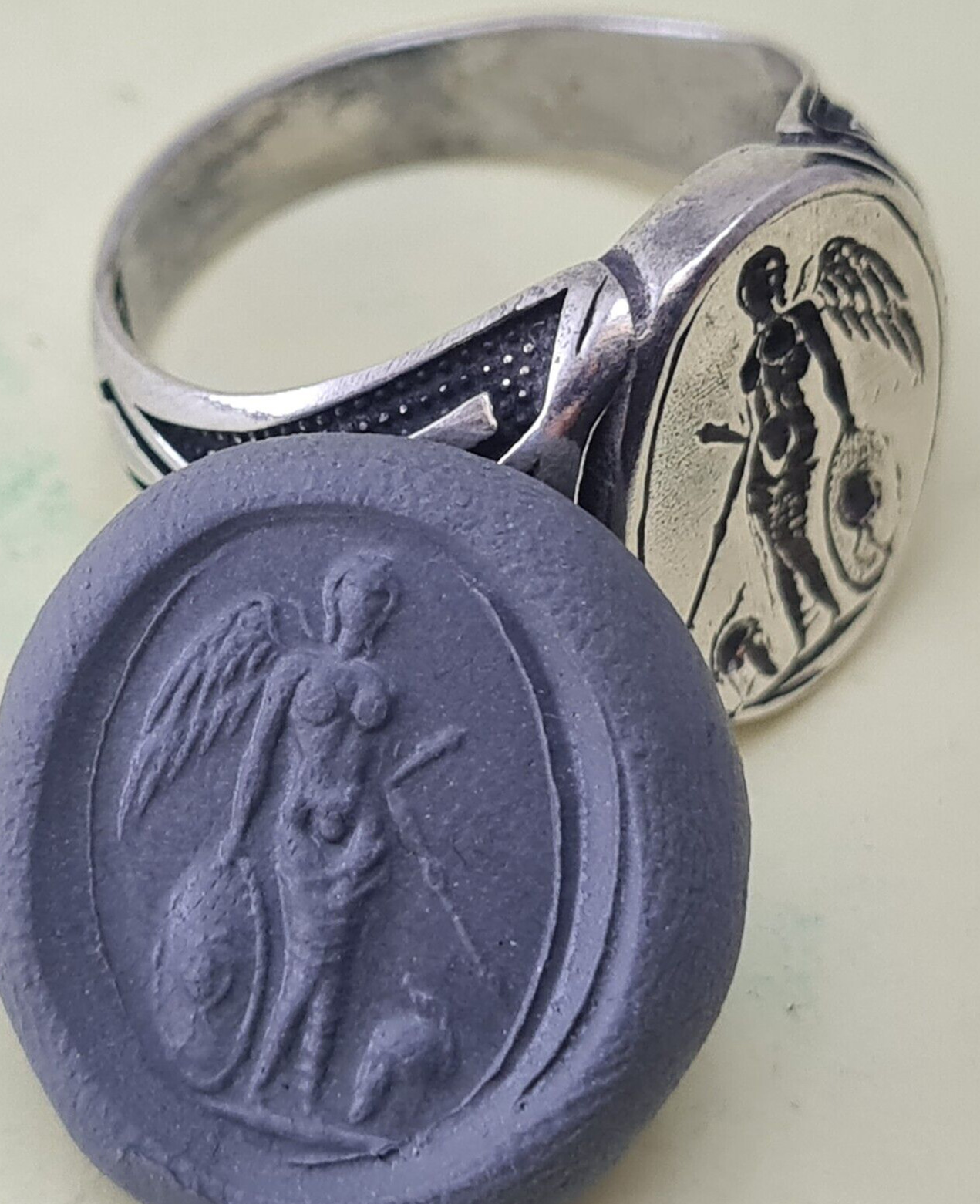 Victoria Intaglio Silver 925 Seal Ring Ancient Vintage Antique ROMAN handmade