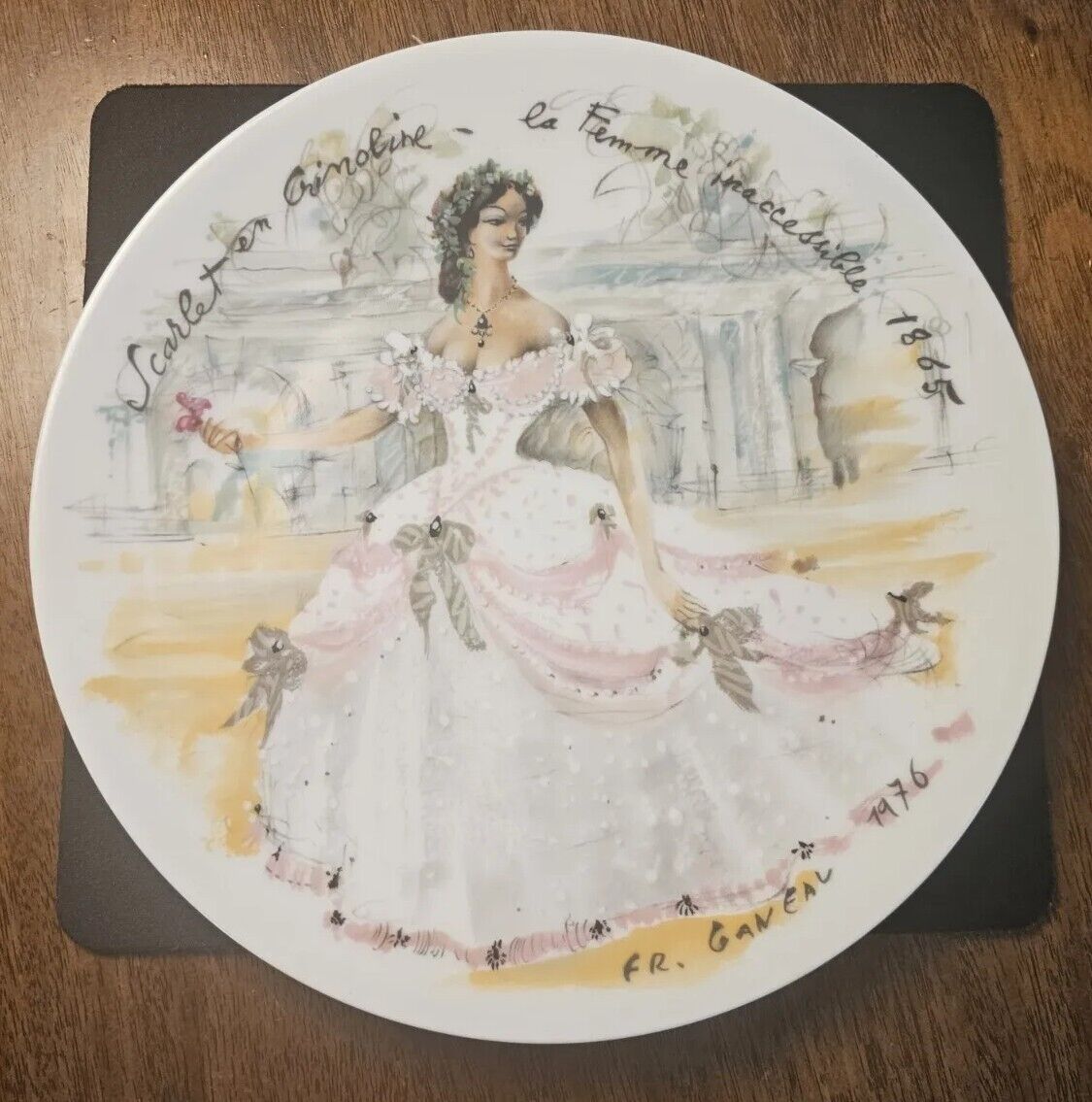 D'arceau-Limoges French Plate |Scarlet in Crinoline -The Inaccessible Woman 1865