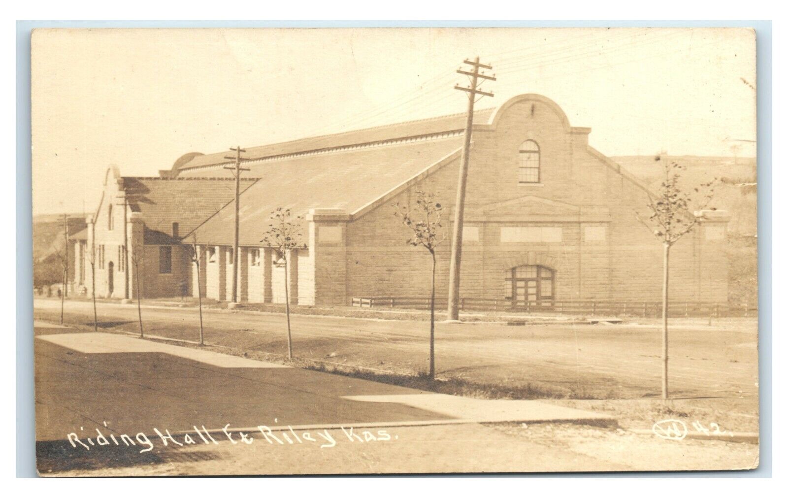 Postcard Calvary Riding Hall, Fort Riley, Kansas 1918 RPPC T24