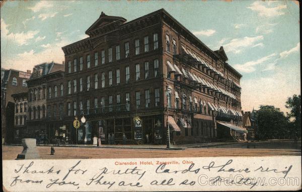 1907 Zanesville,OH Clarendon Hotel Muskingum County Ohio Antique Postcard