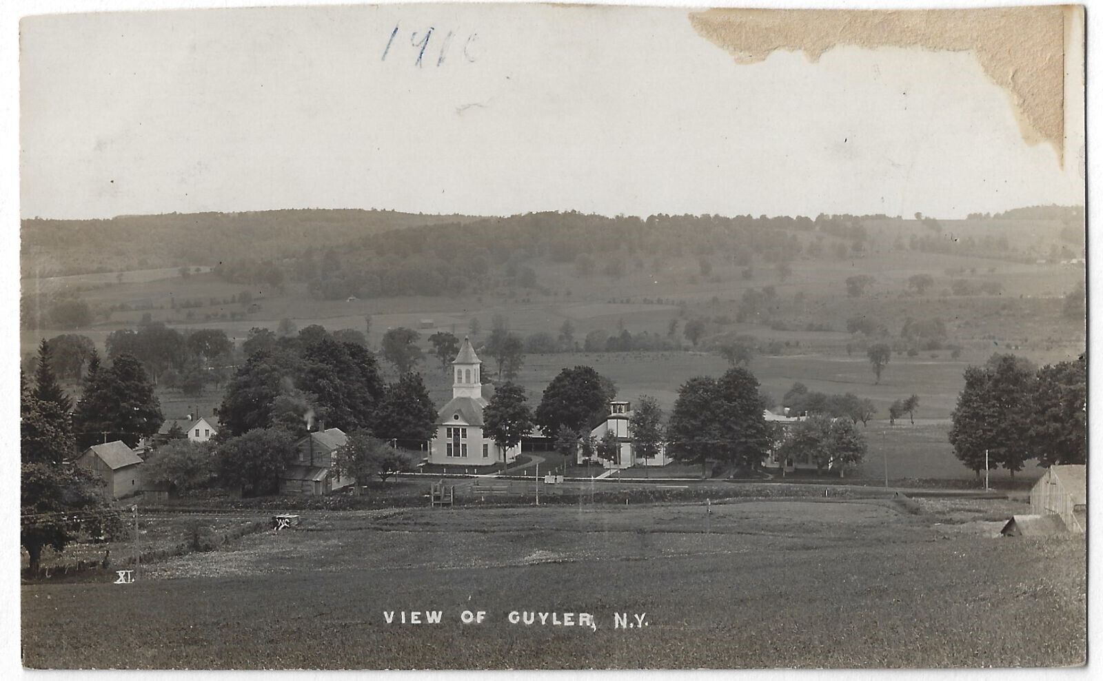 Cuyler NY Bird\'s Eye View Vintage RPPC Photo Postcard Cortland County