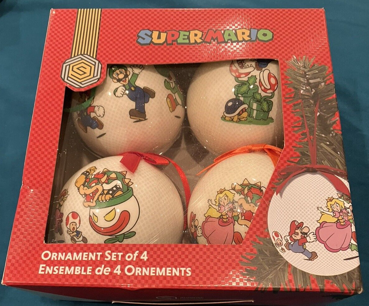 Nintendo Super Mario Christmas Ornaments Set Of 4 NEW GameStop 