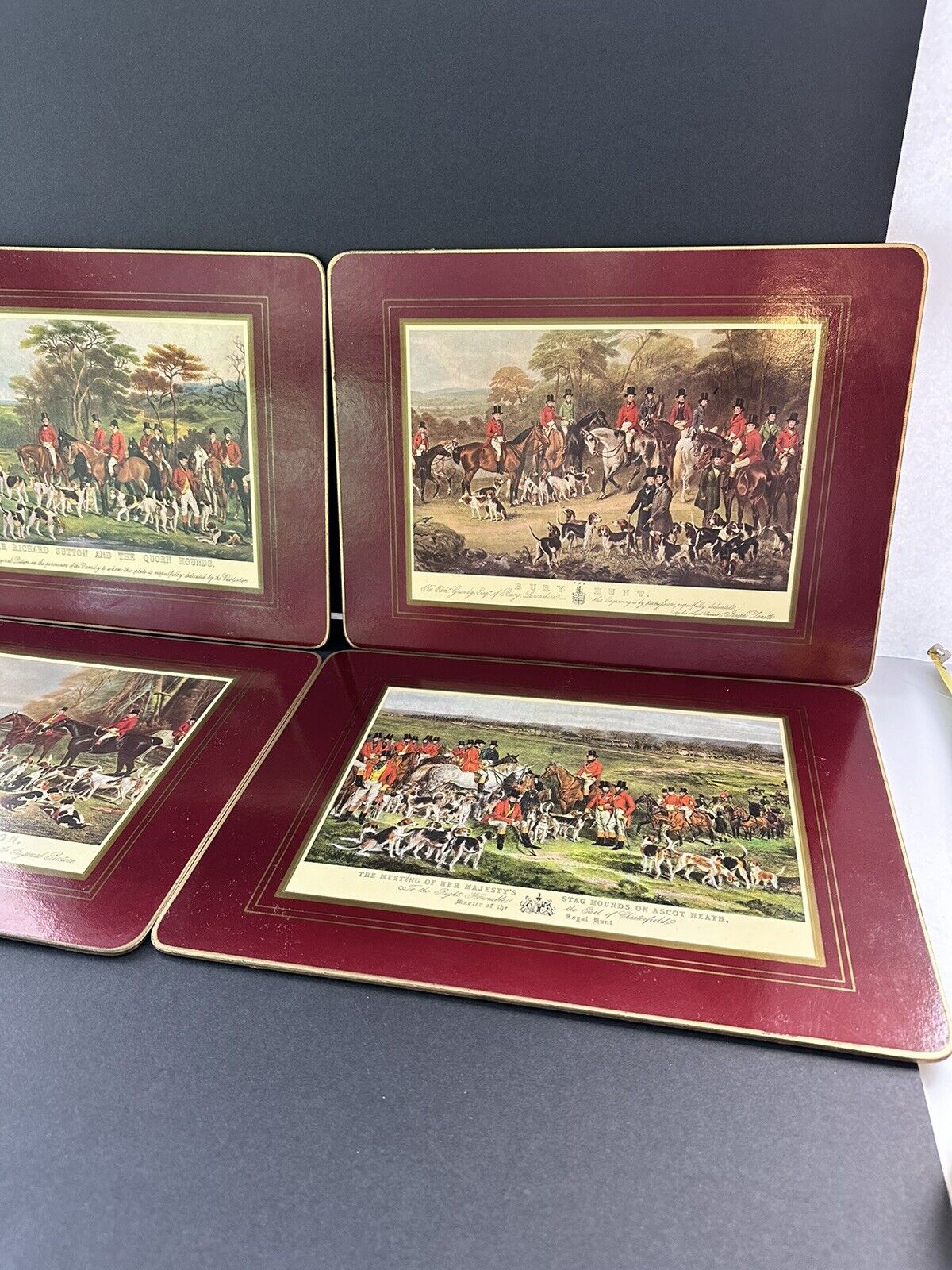 VINTAGE 4 Brooks Brothers 1805 Fox-Hunt Placemats 