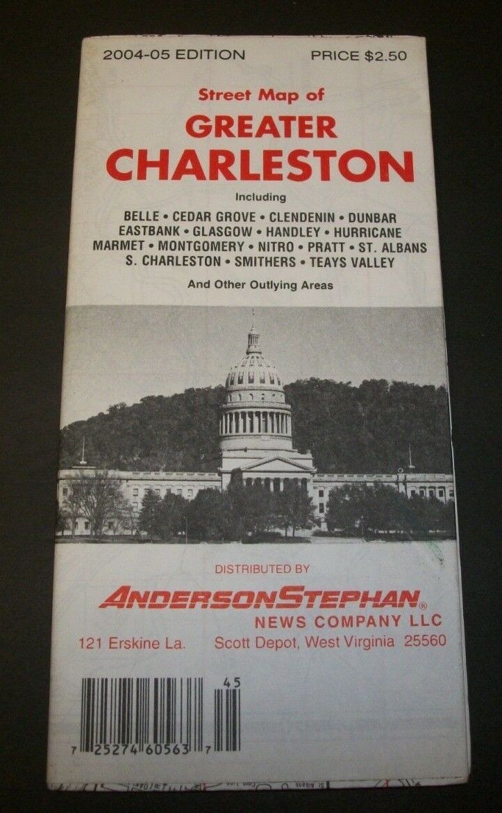 GREATER CHARLESTON STREET MAP -  Paper Folded Map  NEW