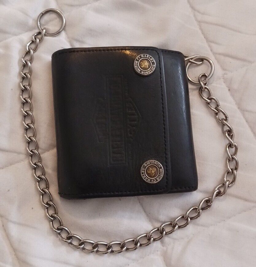 Harley Davidson Chain Wallet - Vintage - 100% Leather - 1997