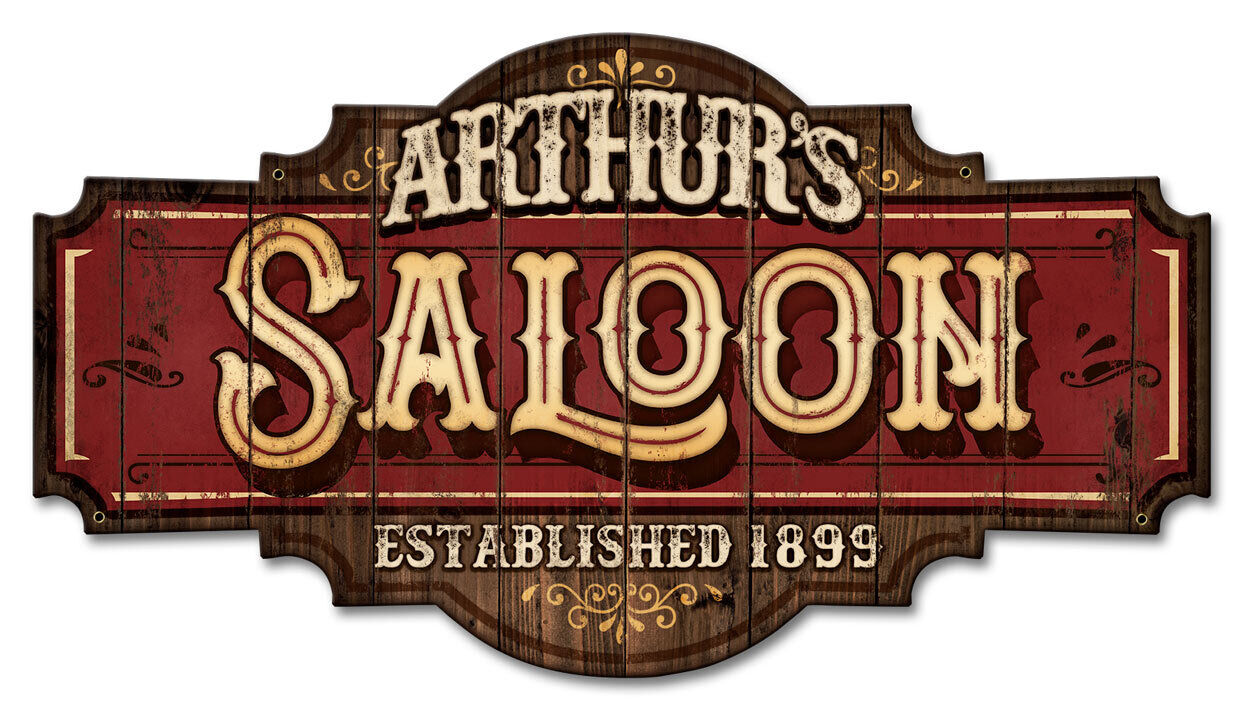 VINTAGE STYLE METAL SIGN Saloon - Personalized 22x12