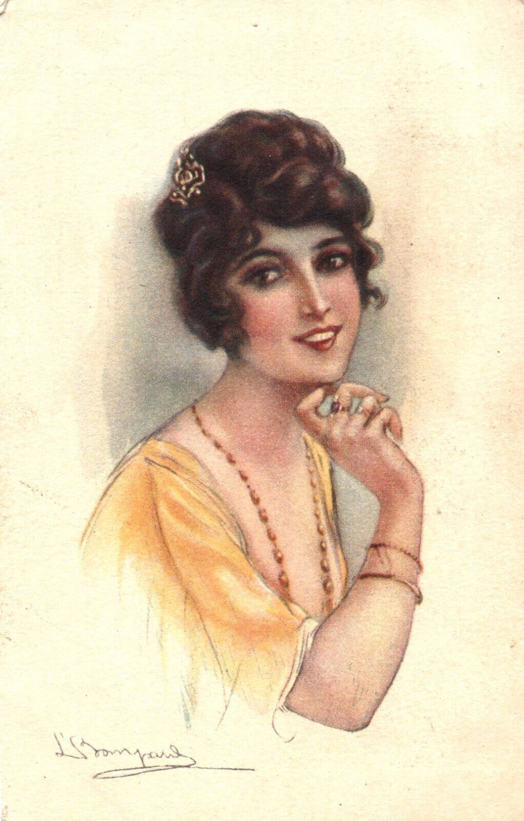 CPA Illustration Bompard - Young Woman in Necklace
